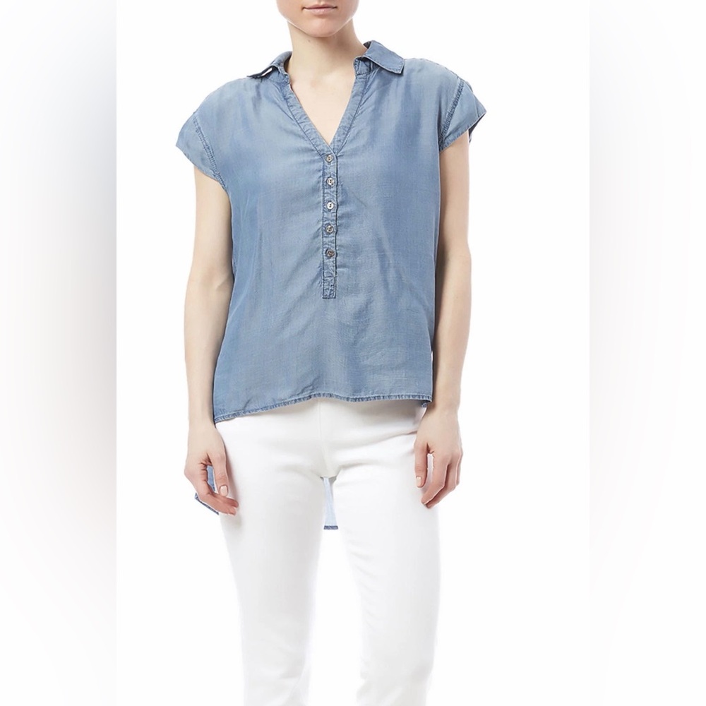 Miraclebody Casual Chambray Blue V-Neck 2 Piece Set Hi-Lo Blouse &Tank Small NWT